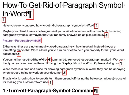 Paragraph symbols in Word