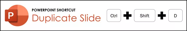 The duplicate slide shortcut in PowerPoint is control plus shift plus D